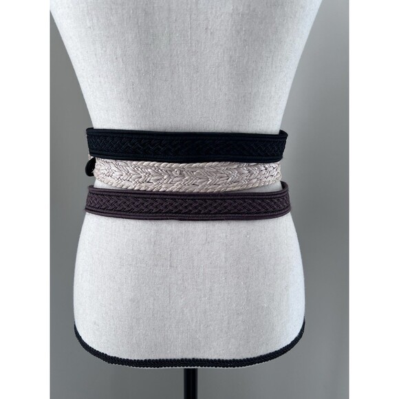 COLLEZIONE Woven Braided Belts Brown, Black, And Natural Small/Medium EUC